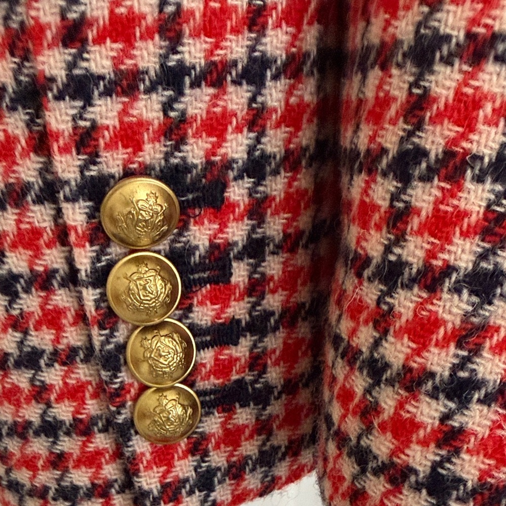J. Crew Regent Blazer Red and Black Houndstooth Blazer - size 2P - Picture 7 of 8